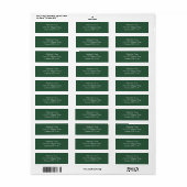 Elegant Deep Forest Green Return Address Etiket (Full Sheet)