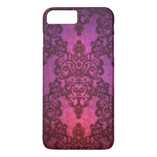 Elegant Deep Ggloeiroze en Paarse Damask iPhone 8/7 Plus Hoesje