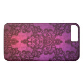 Elegant Deep Ggloeiroze en Paarse Damask Case-Mate iPhone Case (Achterkant (Horizontaal))