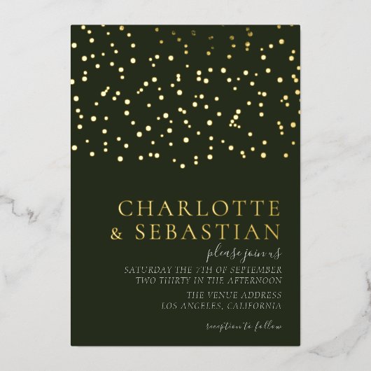 Elegant Deep Green Photo Wedding Persoonlijk Folie Uitnodiging (Voorkant)