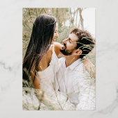 Elegant Deep Green Photo Wedding Persoonlijk Folie Uitnodiging (Achterkant)