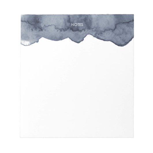 Elegant Deep Grey Waterverf Splash Gepersonaliseer Notitieblok (Voorkant)