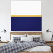 Elegant Deep Navy blauw wit gestreept kleurenblok Canvas Afdruk (Insitu (Slaapkamer))
