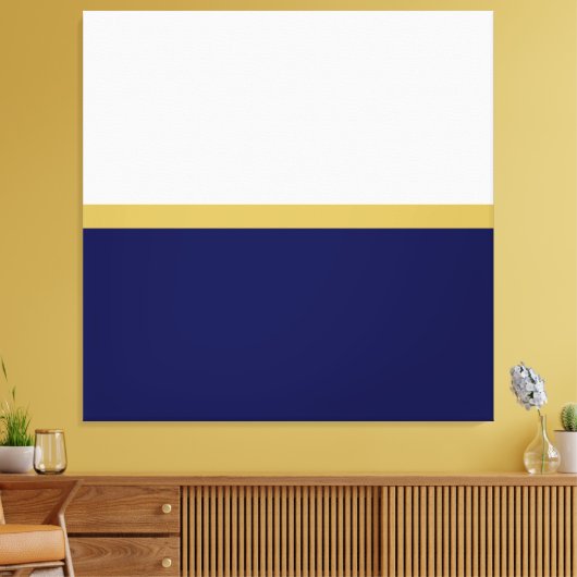 Elegant Deep Navy blauw wit gestreept kleurenblok Canvas Afdruk (Insitu (Woonkamer))