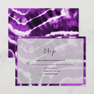 Elegant Deep Paars Marble Batik Wedding RSVP Card