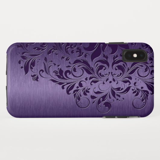 Elegant Deep Paarse Floral Lace Case-Mate iPhone Case (Achterkant (horizontaal))