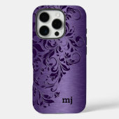 Elegant Deep Paarse Floral Lace op Paars Case-Mate iPhone Case (Achterkant)