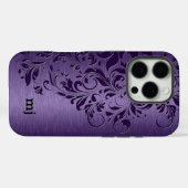 Elegant Deep Paarse Floral Lace op Paars Case-Mate iPhone Case (Achterkant (horizontaal))