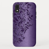 Elegant Deep Paarse Floral Lace op Paars Case-Mate iPhone Case (Achterkant)