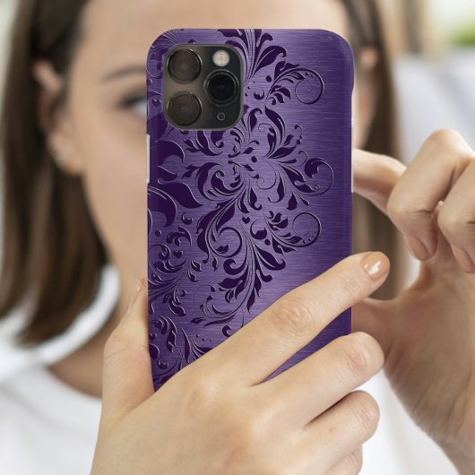 Elegant Deep Paarse Floral Lace op Paars Case-Mate iPhone Case