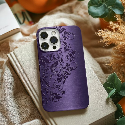Elegant Deep Paarse Floral Lace op Paars Case-Mate iPhone Case
