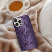 Elegant Deep Paarse Floral Lace op Paars Case-Mate iPhone Case
