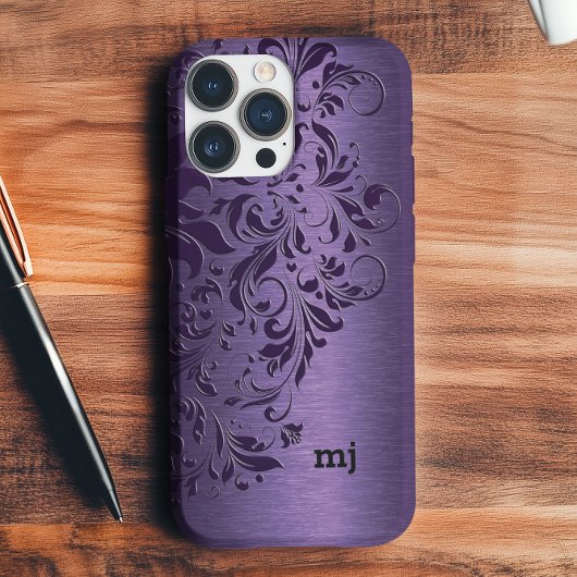 Elegant Deep Paarse Floral Lace op Paars Case-Mate iPhone Case
