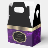 Elegant Deep Paarse marmer en Gold Favor Box Bedankdoosjes (Geopend)