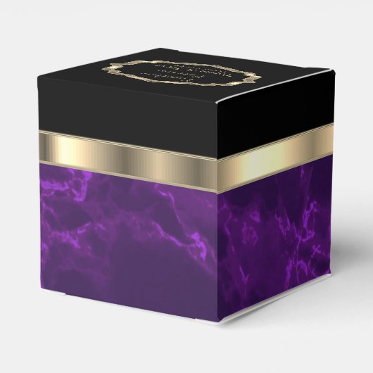 Elegant Deep Paarse marmer en Gold Favor Box Bedankdoosjes (Achterkant)