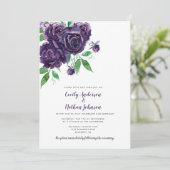 Elegant Deep Paarse Rozen Greenery Wedding Kaart (Staand voorkant)