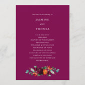 Elegant Deep Pink Floral Wedding Program Programmakaart (Voorkant)