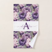 Elegant Deep Purple Floral Towel Set Bad Handdoek (Handdoek)
