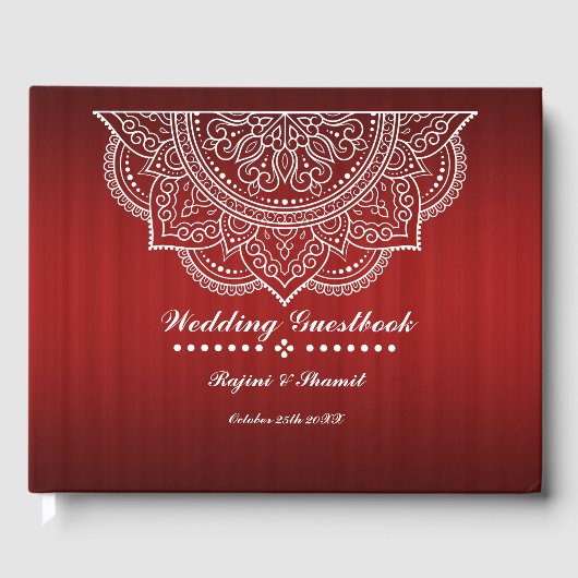 Elegant Deep Red Burgundy Paisley Mandala Gastenboek (Voorkant)