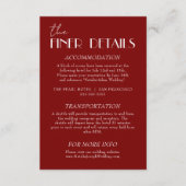 Elegant Deep Red Burgundy White wedding Details   Informatiekaartje (Voorkant)