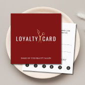 Elegant Deep Red Faux Golden Scissors Klantenkaartje