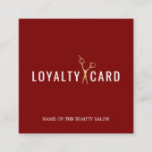 Elegant Deep Red Faux Golden Scissors Klantenkaartje (Voorkant)