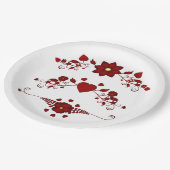 Elegant Deep Red Floral Flourish Papieren Bordje (Gekanteld)