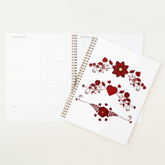 Elegant Deep Red Floral Flourish Planner (Display)