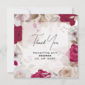 Elegant Deep Red Floral Hartelijk dank Feestdagenkaart (Voorkant)