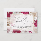 Elegant Deep Red Floral Hartelijk dank Notitiekaartje (Voorkant)