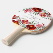 Elegant Deep-Red Garden Flowers Tafeltennisbatje (Voorkant Gekanteld)