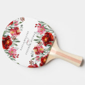Elegant Deep-Red Garden Flowers Tafeltennisbatje (Zijkant)