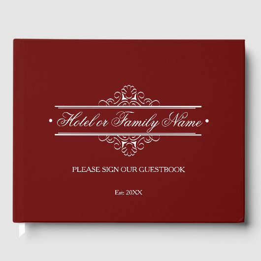 Elegant Deep Red gepersonaliseerd hotel of familie Gastenboek (Voorkant)