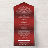 Elegant Deep Red Indian Wedding (geen Env nodig) All In One Uitnodiging (Binnen)