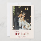 Elegant Deep Red Ivory Old Money Photo Wedding Save The Date (Voorkant)