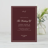 Elegant Deep Red Monogram Old Money Wedding Kaart (Staand voorkant)