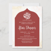 Elegant Deep Red Moroccan Arch Iftar Dinner Kaart (Voorkant)