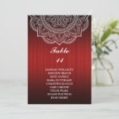 Elegant Deep Red Paisley Wedding Seding Chart Kaart (Staand voorkant)