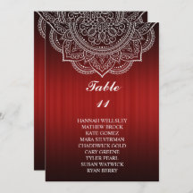 Elegant Deep Red Paisley Wedding Seding Chart