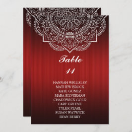 Elegant Deep Red Paisley Wedding Seding Chart Kaart