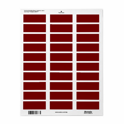 Elegant Deep Red Return Address Labels (Full Sheet)