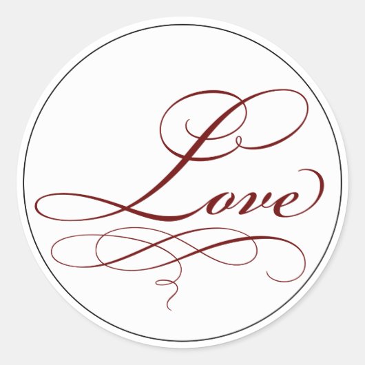 Elegant Deep Red Script Love Sticker (Voorkant)