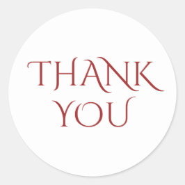 Elegant Deep Red "Thank You"  Ronde Sticker