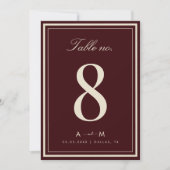 Elegant Deep Red Wedding 5x7 Table Number Card Kaart (Voorkant)