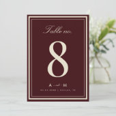 Elegant Deep Red Wedding 5x7 Table Number Card Kaart (Staand voorkant)