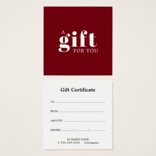 Elegant Deep Red White Beauty Salon Vierkante Visitekaartjes (Voorkant /achterkant)