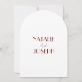 Elegant Deep Red White Burgundy Arched Wedding Kaart (Achterkant)