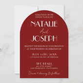 Elegant Deep Red White Burgundy Arched Wedding Kaart (Voorkant)