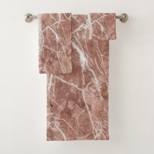 Elegant Deep Roos en White Marble Bad Handdoek