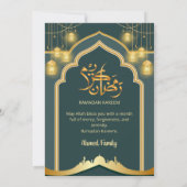 Elegant Deep Teal and Gold Lantern Ramadan Iftar Kaart (Achterkant)